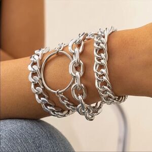 ✨4PC Trendy Silver Bracelet Set